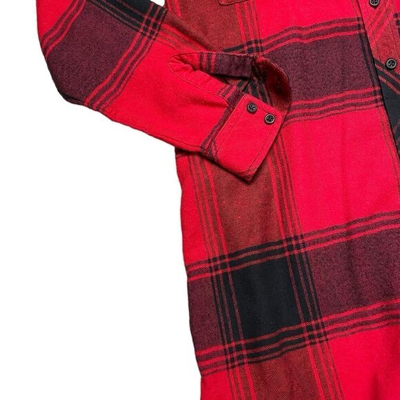 ATHLETA Trail to Town Tunic Shirt Dress Red Black Plaid Size Small - Picture 8 of 10